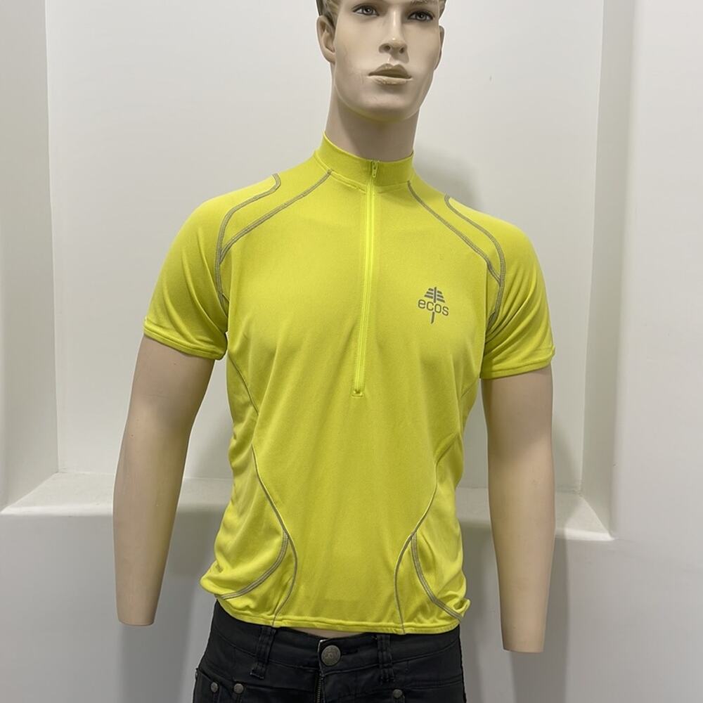 ecos Performance Wear Short Sleeve  T-Shirt Green Zipper Pockets Size  M NWT